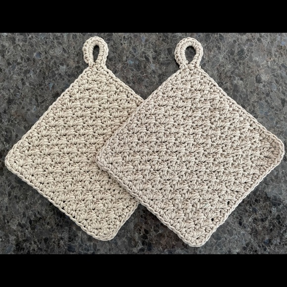 2 Handmade Crochet Washcloths Dishcloths with Hang Loop 100% Cotton PICK COLOR! - Picture 8 of 16